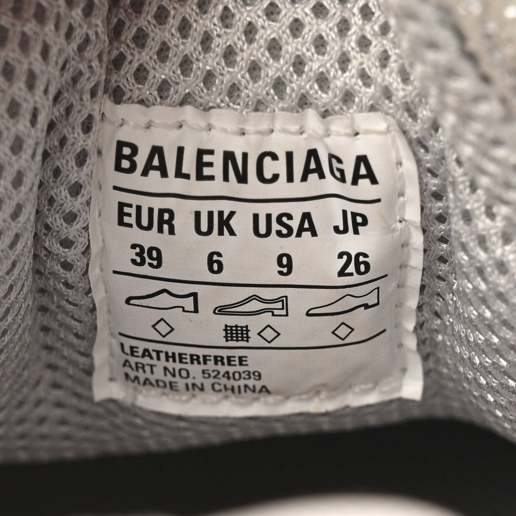 Balenciaga Microfiber Strass Embellished Womens Triple S Sneakers 39 Light Grey