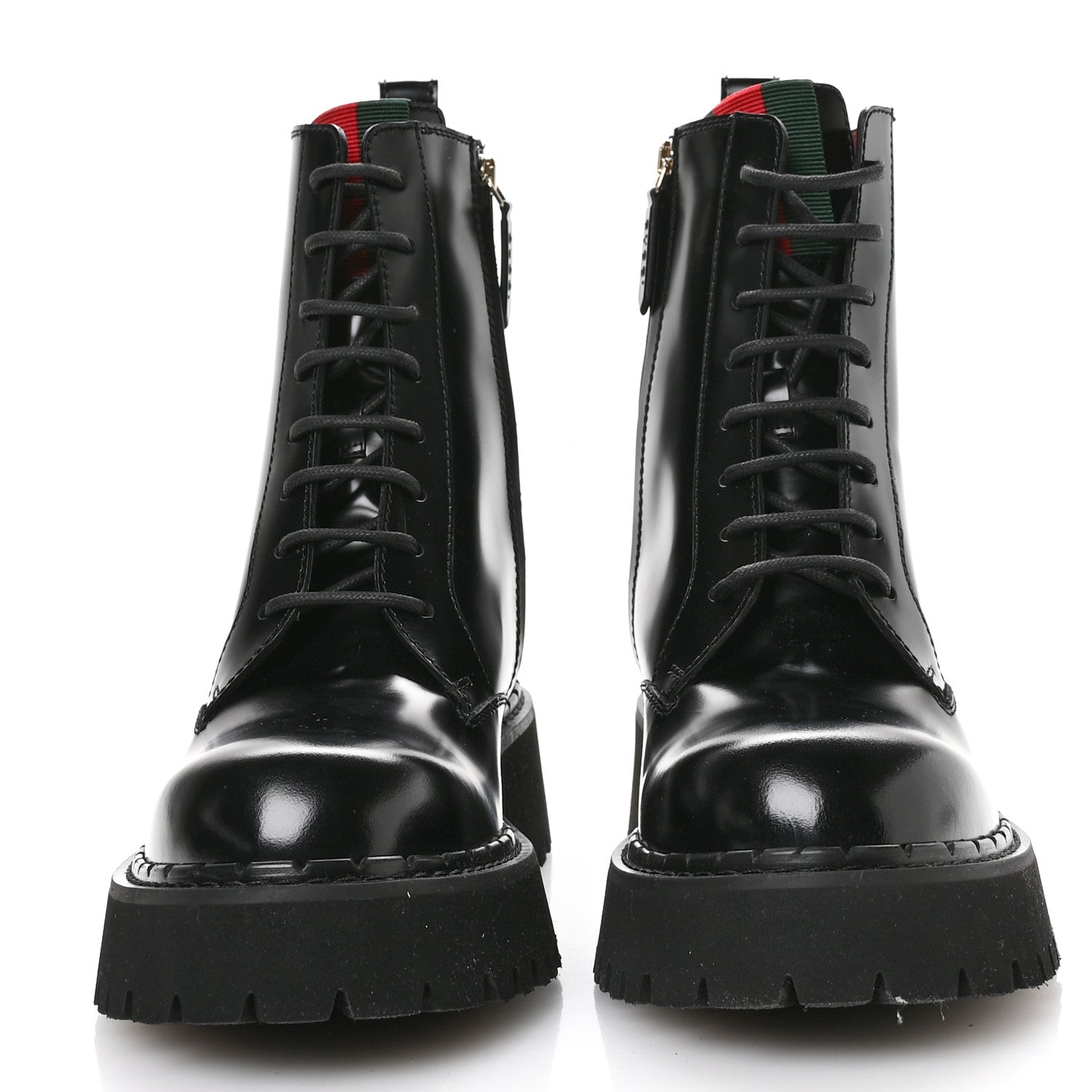 Gucci Spice Lux Nappa Web Combat Boots 40 Black