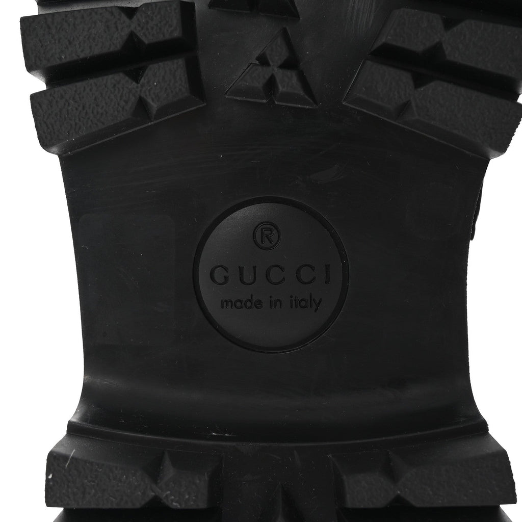 Gucci Piuma Calfskin Embossed Womens Platform Lug Sole Loafers 40 Black