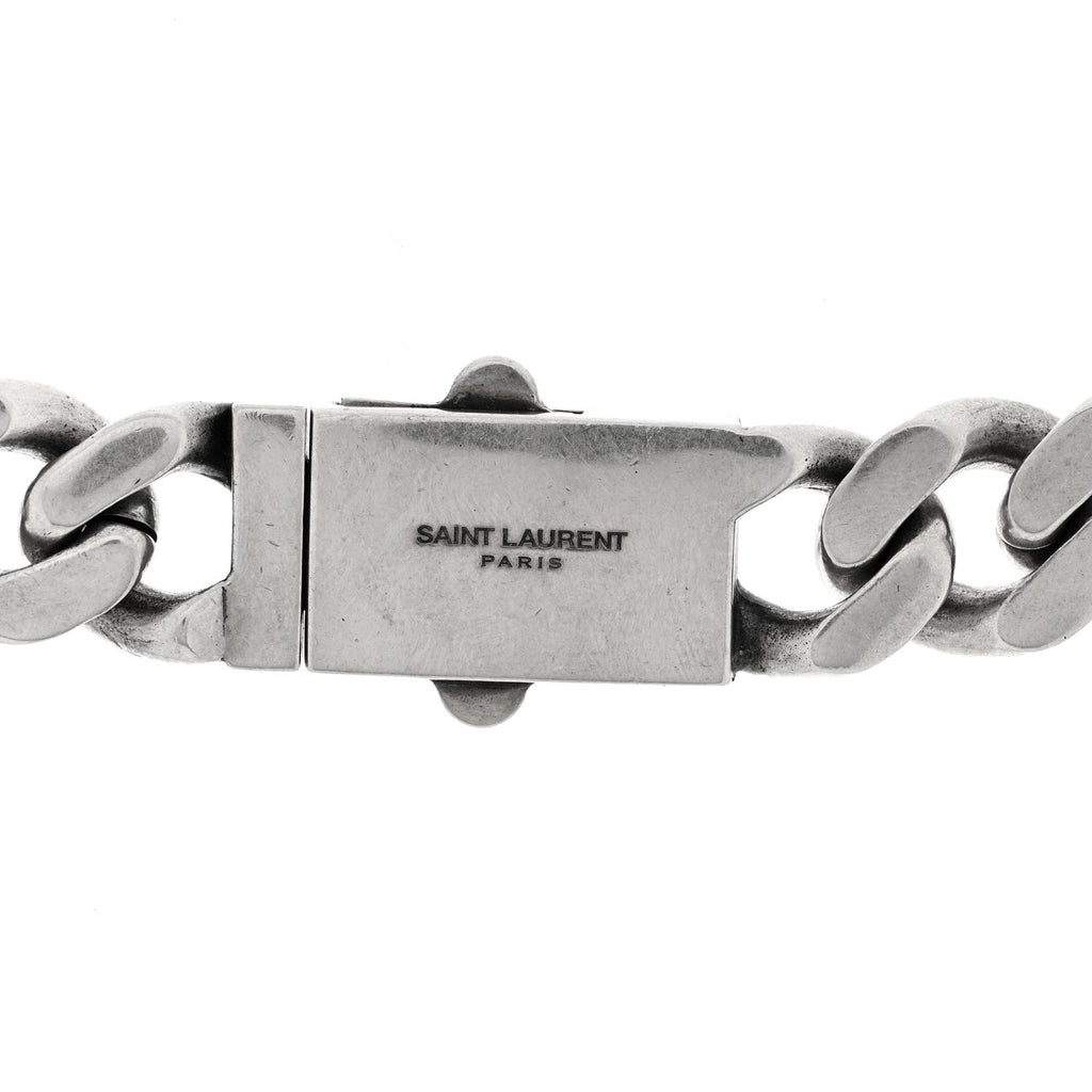 Saint Laurent Metal Curb Chain Necklace Oxidized Silver