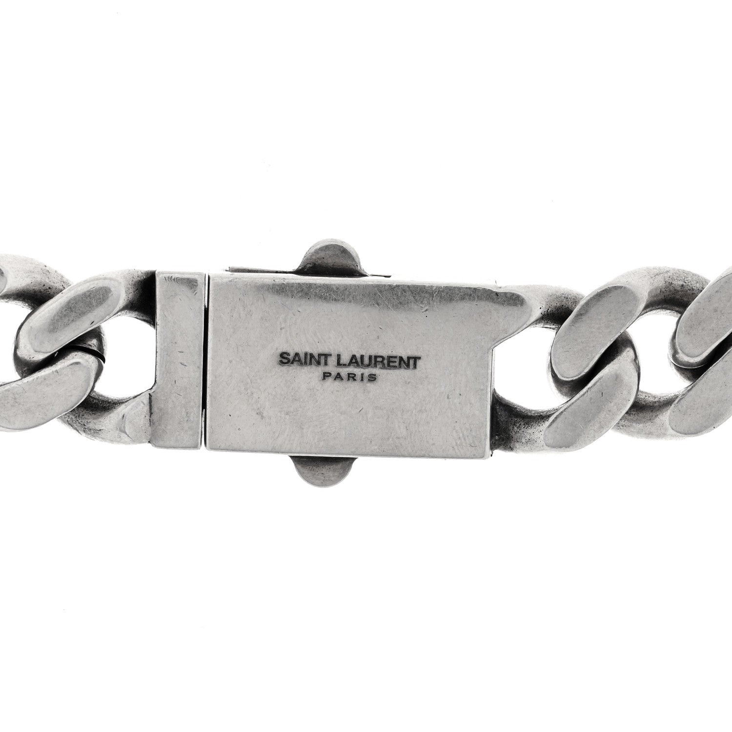 Saint Laurent Metal Curb Chain Necklace Oxidized Silver
