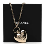 Chanel Metal CC Heart Locket Necklace Gold