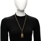 Chanel CC Padlock ID Dog Tag Charm Necklace Gold