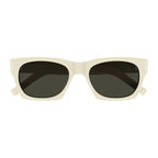 Saint Laurent Sunglasses Square Full Rim, Transparent Frame and Green Lens SL402008