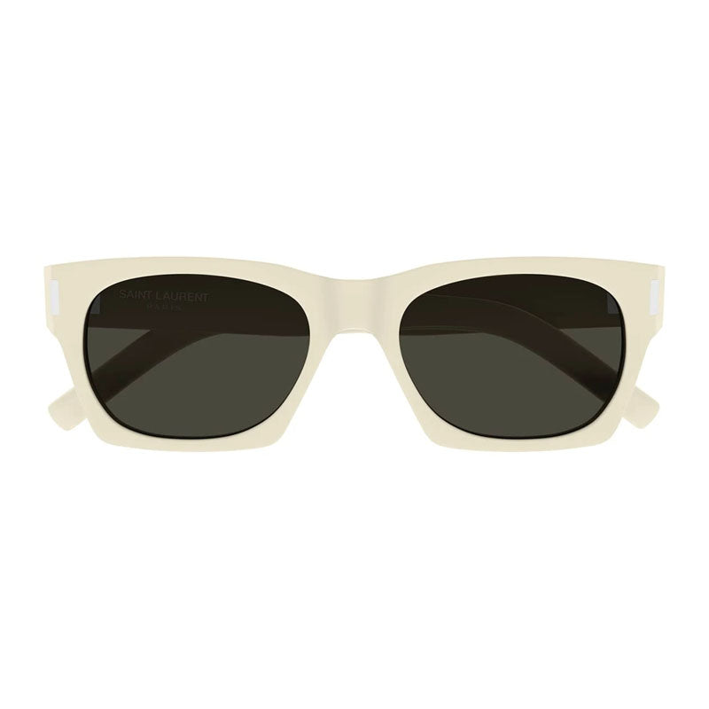 Saint Laurent Sunglasses Square Full Rim, Transparent Frame and Green Lens SL402008