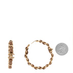 Chanel Lambskin CC Turnlock Chain Hoop Earrings Matte Gold Beige