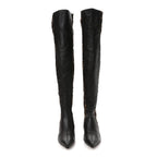 Fendi Nappa Microfiber Fabric FF Rockoko Thigh High Boots 37 Ebano Tobacco Black