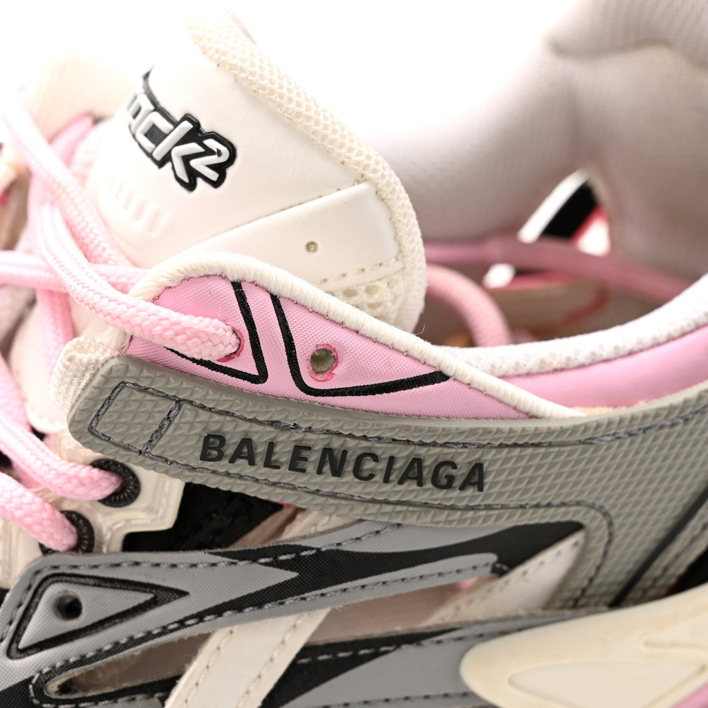 Balenciaga Mesh Nubuck Effect Fabric LED Womens Track Sneakers 38 Grey Pink Black
