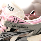 Balenciaga Mesh Nubuck Effect Fabric LED Womens Track Sneakers 38 Grey Pink Black