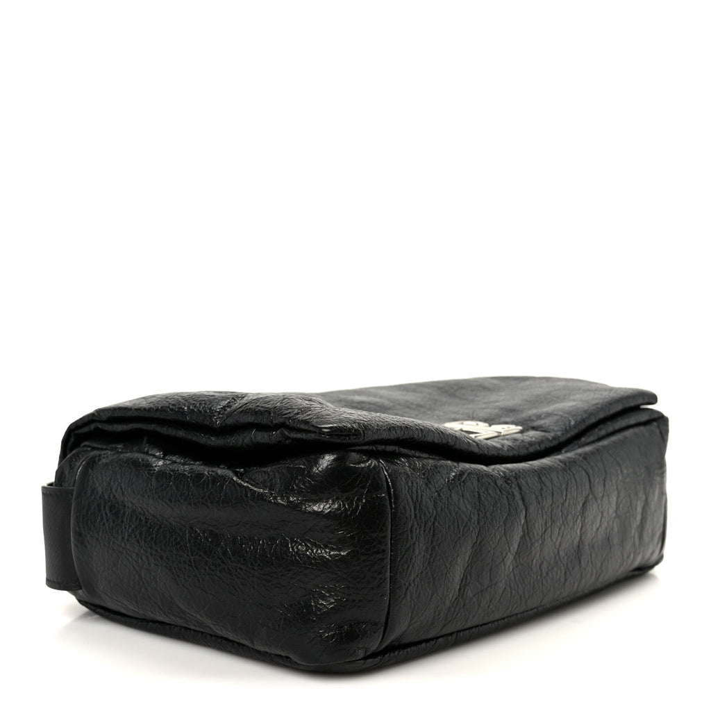 Balenciaga Arena Calfskin Small Monaco Flap Bag Black