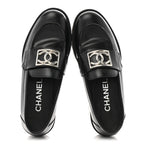 Chanel Calfskin Metal CC Loafers 35 Black