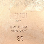 Fendi Glazed Fabric FF 1974 Cutwalk Ankle Boots 36 Mogano Panna