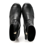 Chanel Stretch Lambskin Cap Toe CC Uniform Short Boots  35 Black