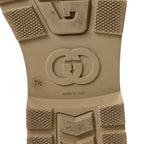 Gucci GG Monogram Web Mens Lug Sole Ankle Boots 7.5 New Sand