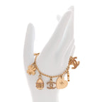 Chanel Metal Crystal Lucky Charms Bracelet Gold Pink