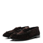 Saint Laurent Suede Le Loafer 15 Penny Slippers 37.5 Dark Chocolate
