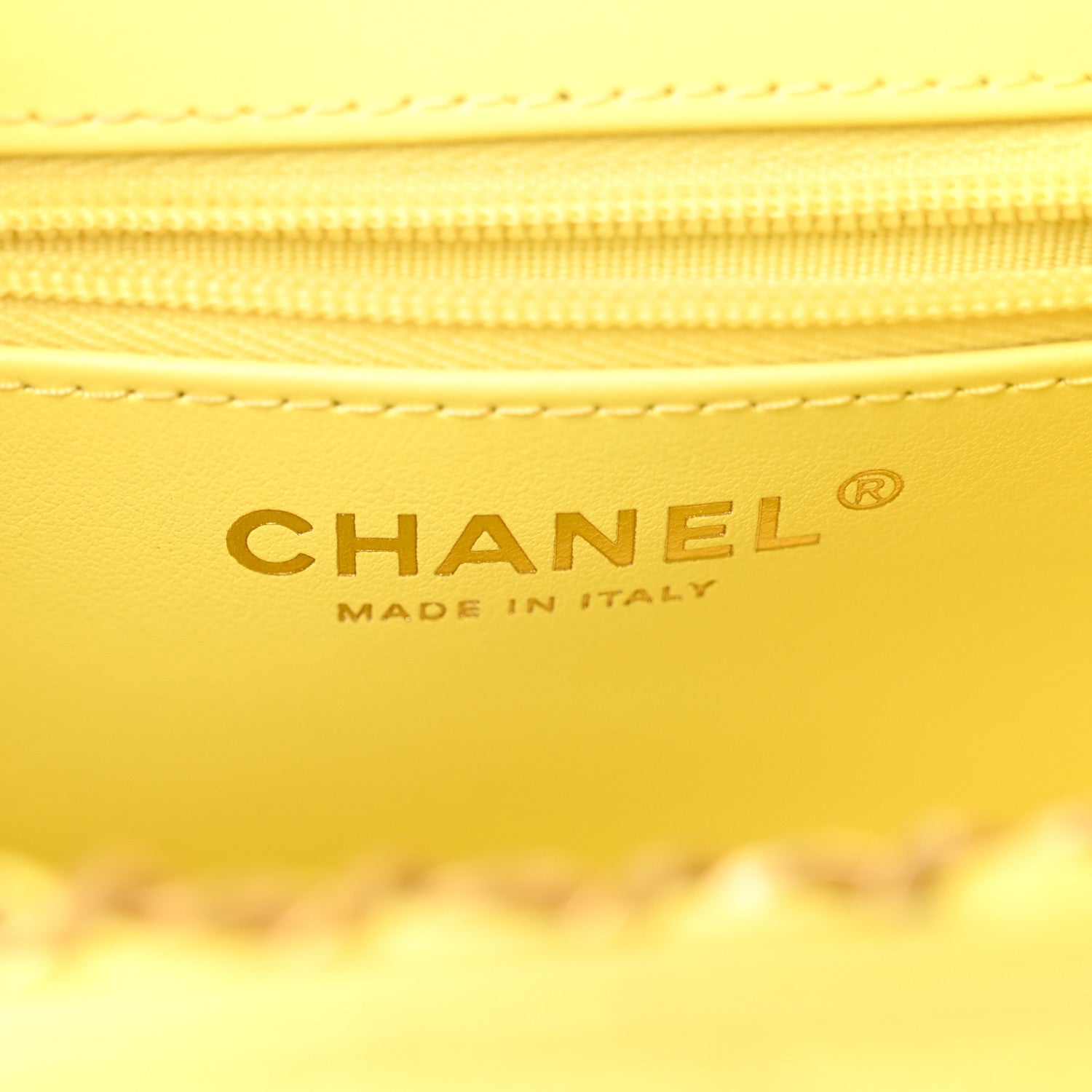 Chanel Shiny Aged Calfskin Quilted Nano Kelly Shopper Light Yellow