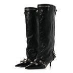 Balenciaga Agneau Arena Spiked Cagole 50mm Wide Boots 36 Black