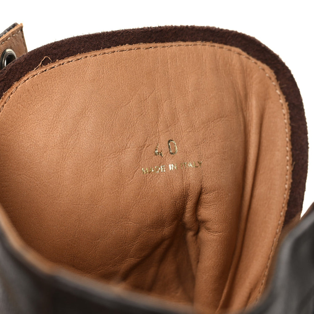 Miu Miu Antic Calfskin Laced Booties 40 Cacao