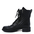 Chanel Calfskin Quilted Lace Up Combat Boots 39 Black