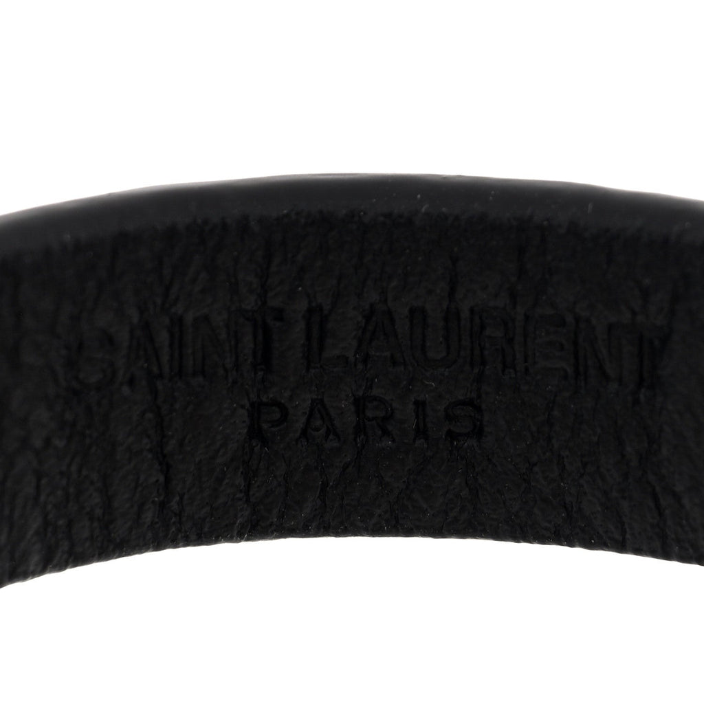 Saint Laurent Calfskin Cocco Print Bracelet M  Black