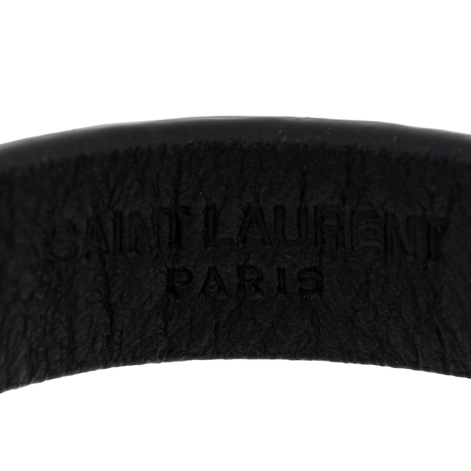 Saint Laurent Calfskin Cocco Print Bracelet M  Black