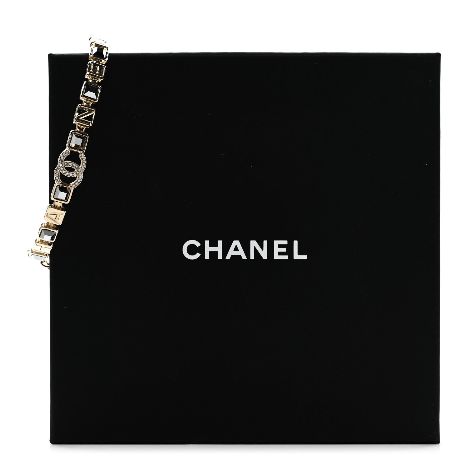 Chanel Baguette Crystal Logo CC Choker Necklace Gold