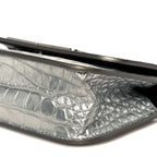Balenciaga Metallic Extra Supple Calfskin Crocodile Embossed Gossip Wallet On Chain Silver