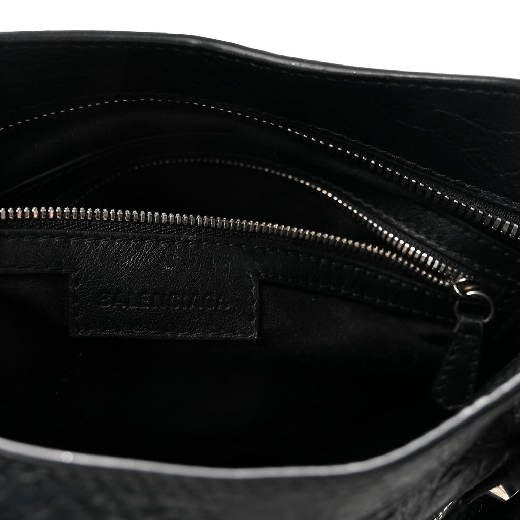 Balenciaga Agneau Arena Storico Silver Hardware Small Le City Black