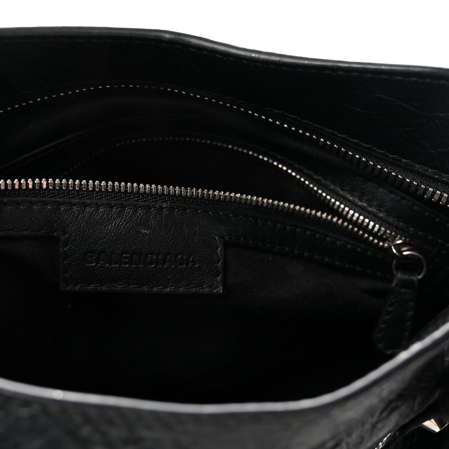 Balenciaga Agneau Arena Storico Silver Hardware Small Le City Black