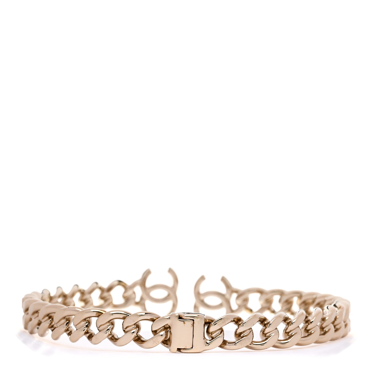 Chanel Metal CC Chain Link Choker Necklace L Gold