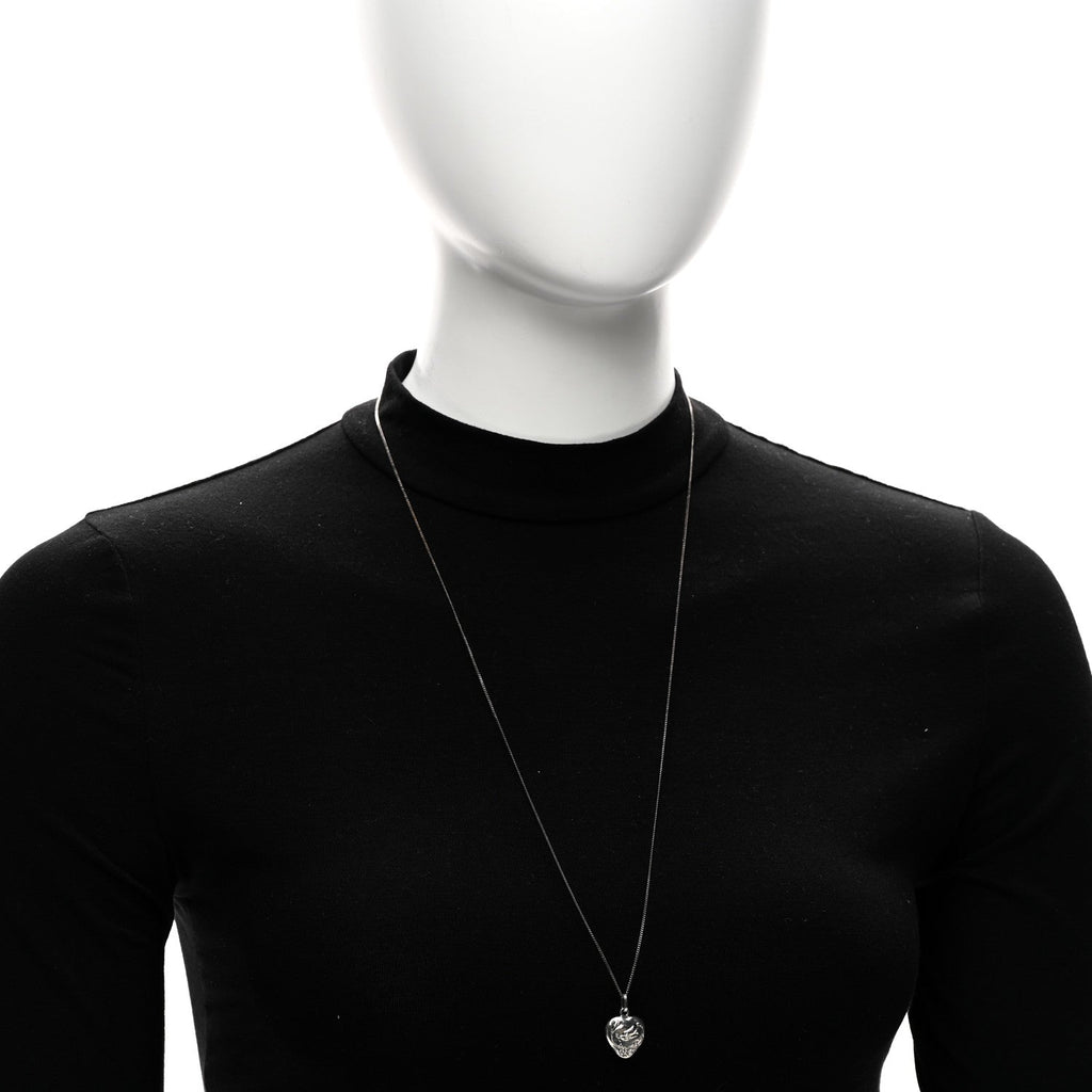Saint Laurent Metal Heart Necklace Silver