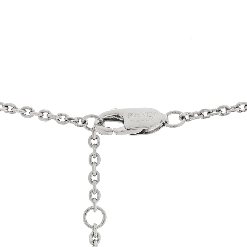 Fendi Metal Logo Charm Necklace Silver