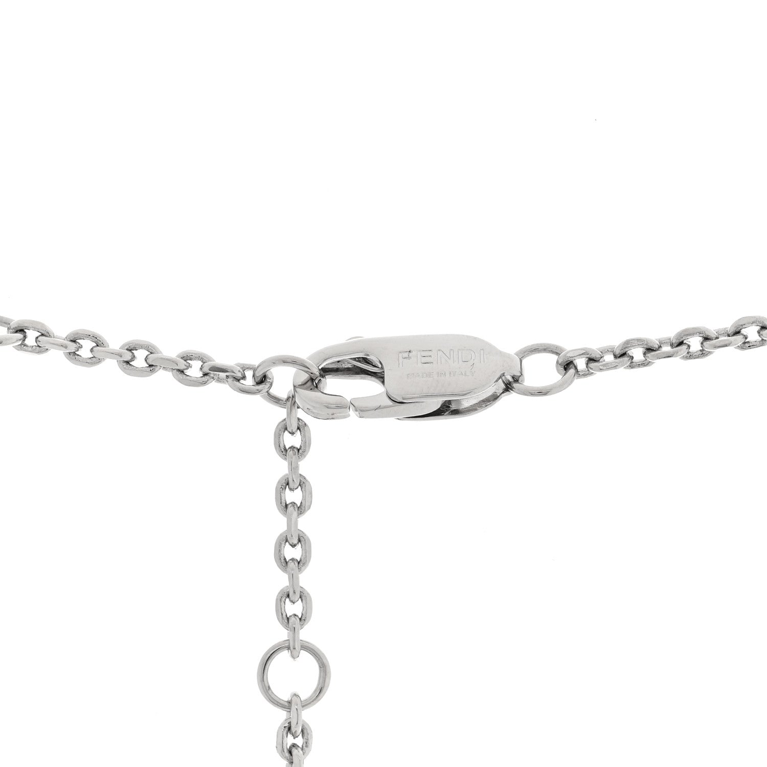 Fendi Metal Logo Charm Necklace Silver