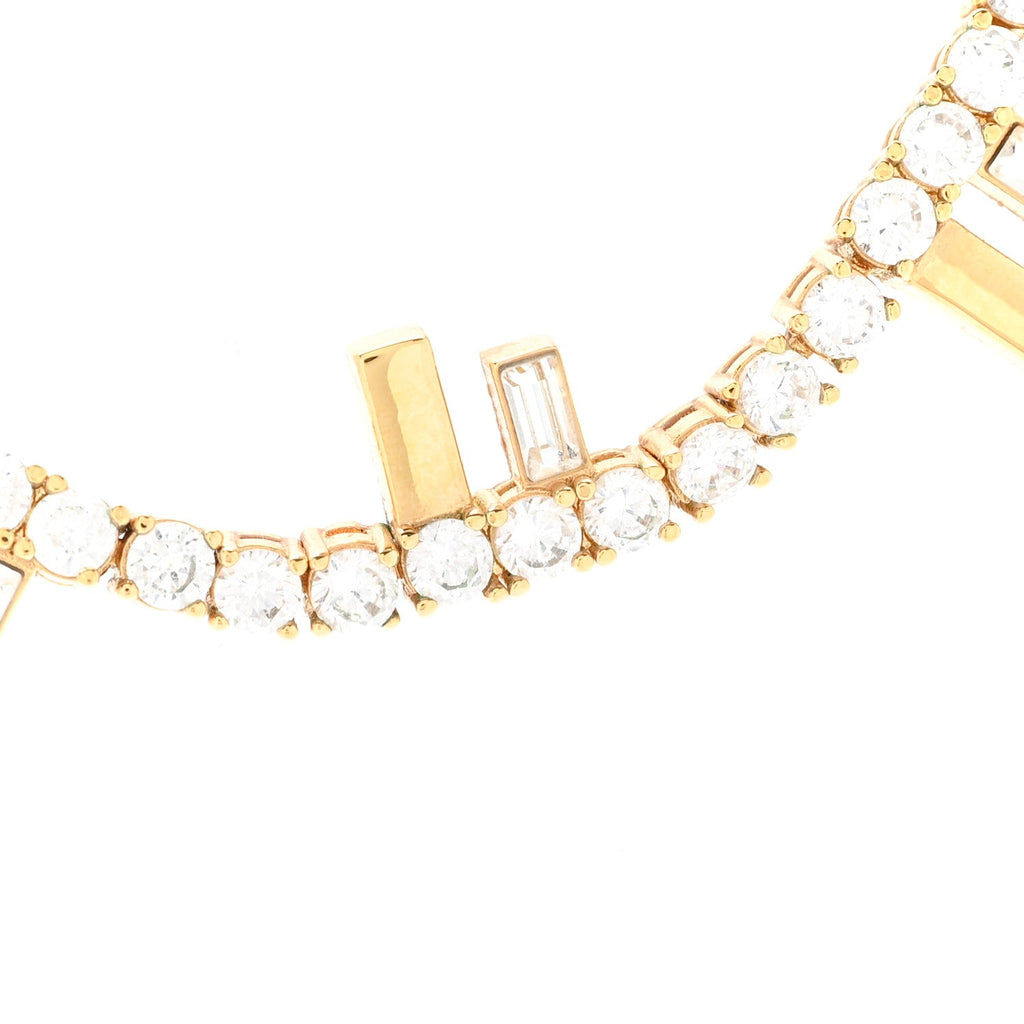 Fendi Metal Crystal Fendi First Tennis Choker Necklace Gold