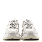 Balenciaga Microfiber Strass Embellished Womens Triple S Sneakers 39 Light Grey