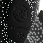 Chanel Calfskin Camellia Printed Ankle Boots 38 Black White