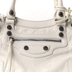 Balenciaga Agneau Arena Small Neo Cagole City Handbag Optic White