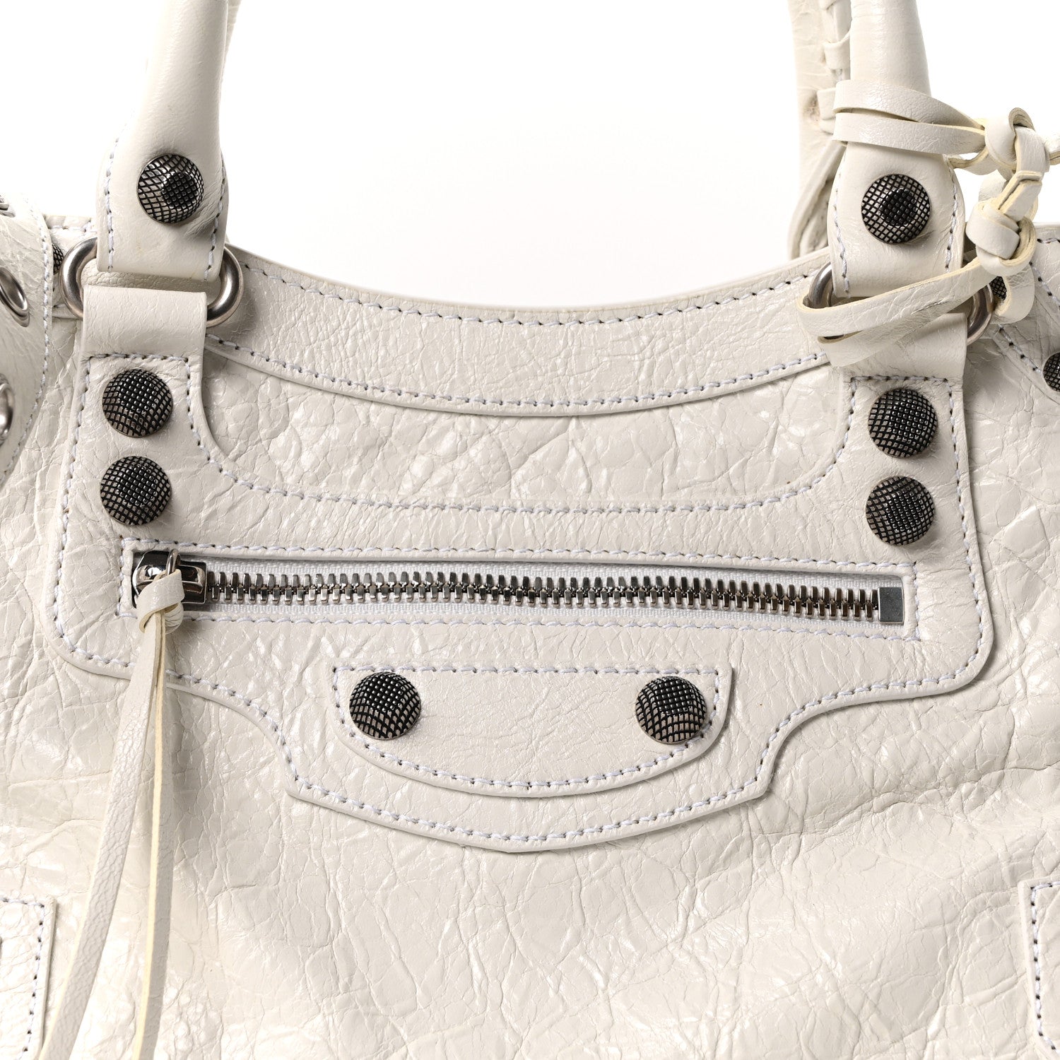 Balenciaga Agneau Arena Small Neo Cagole City Handbag Optic White