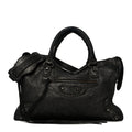 Balenciaga Metallic Craquele Calfskin Classic Hardware City Black