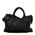 Balenciaga Metallic Craquele Calfskin Classic Hardware City Black
