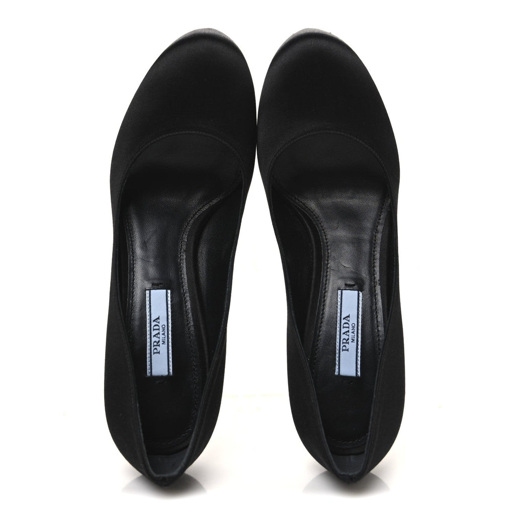 Prada Satin Block Heel Pump 36 Black