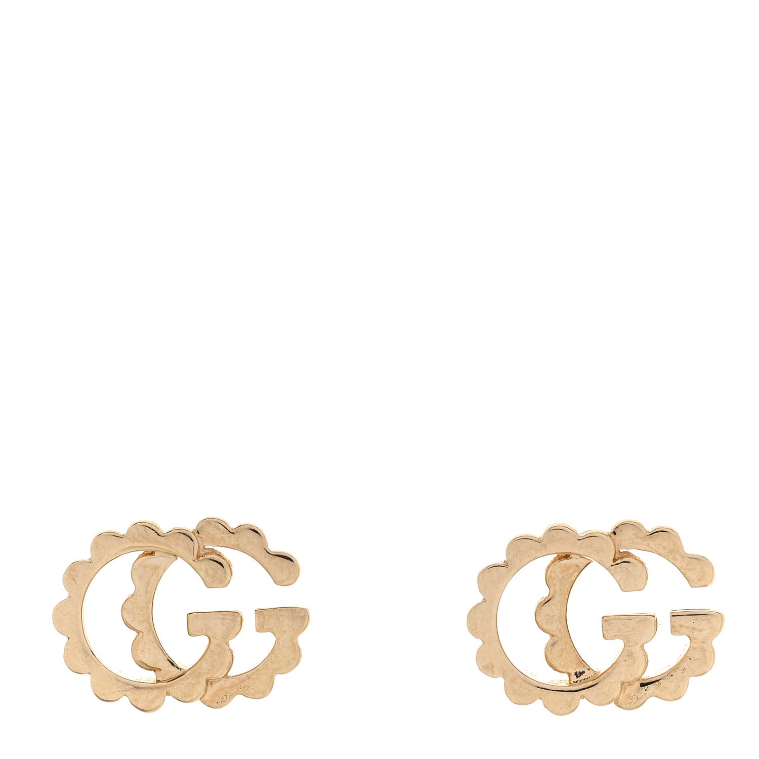 Gucci 18K Yellow Gold Running G Scalloped Stud Earrings