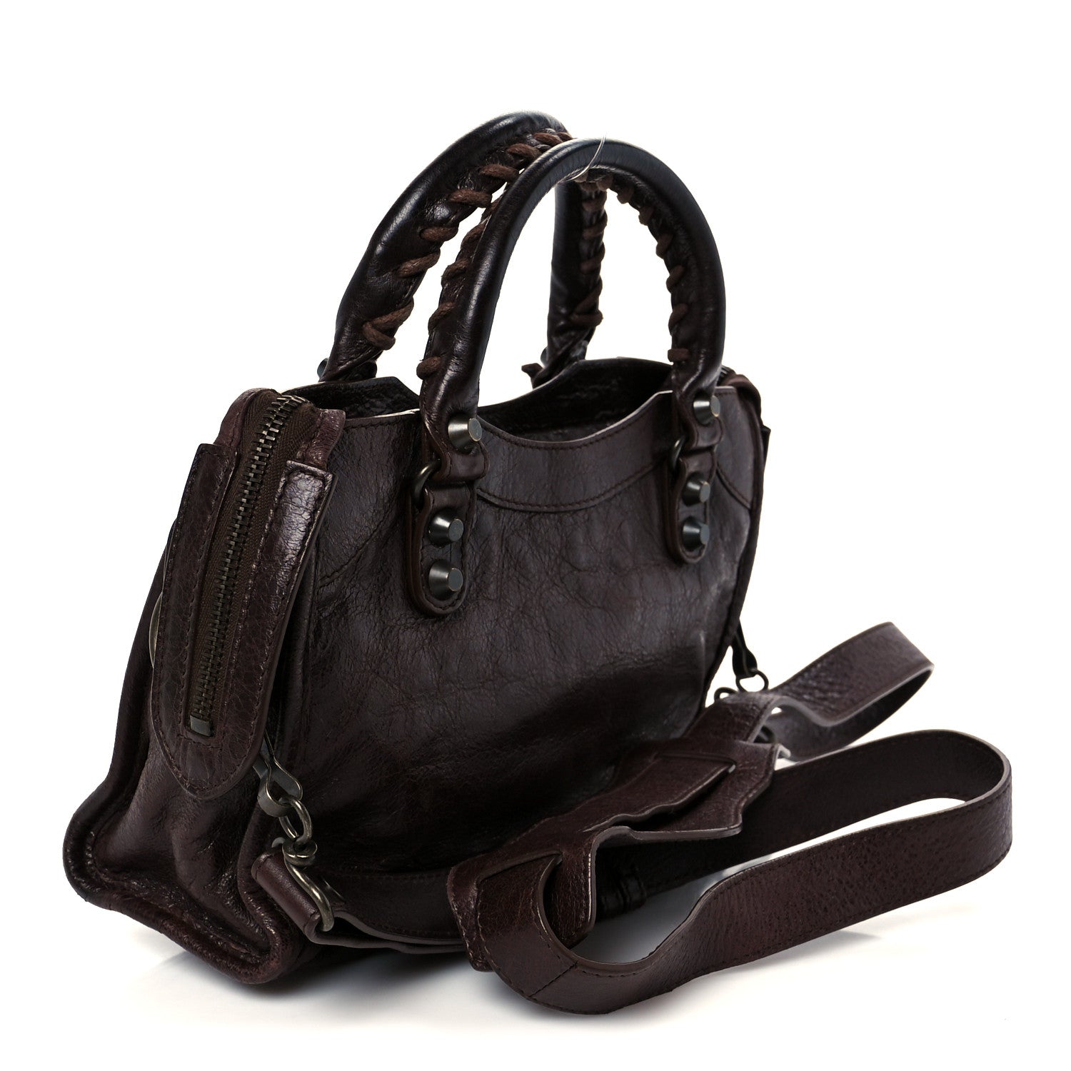 Balenciaga Agneau Classic Hardware Mini City Cigare Fonce