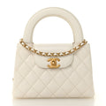 Chanel Shiny Aged Calfskin Quilted Nano Kelly Shopper White