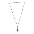 Chanel Pearl CC Logo Drop Necklace Gold