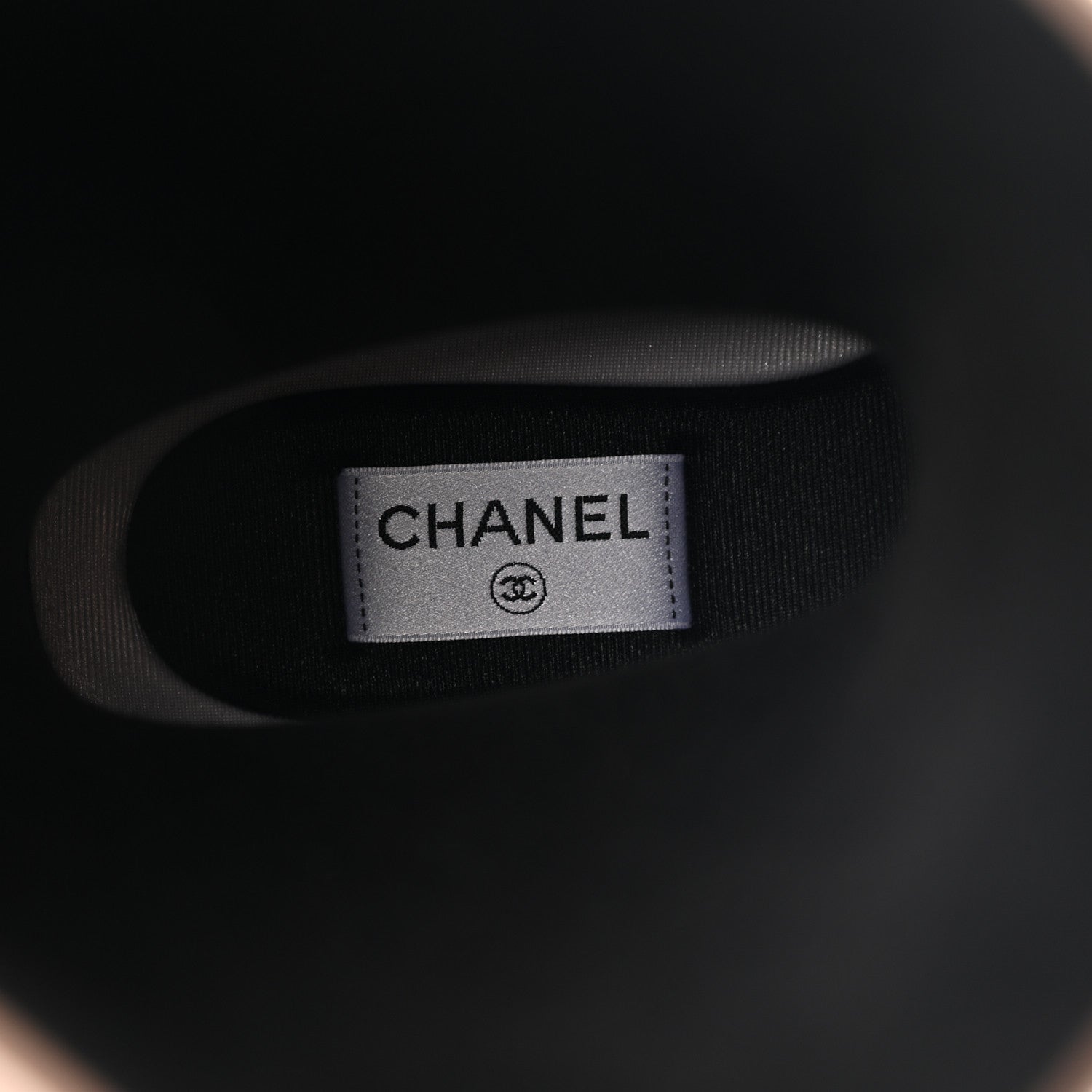 Chanel Caoutchouk CC High Boots 38 Beige White