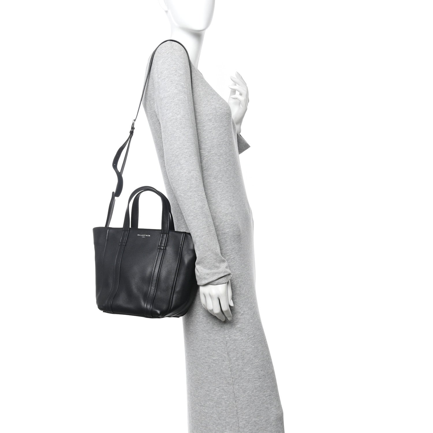 Balenciaga Calfskin XS Laundry Cabas Tote Black