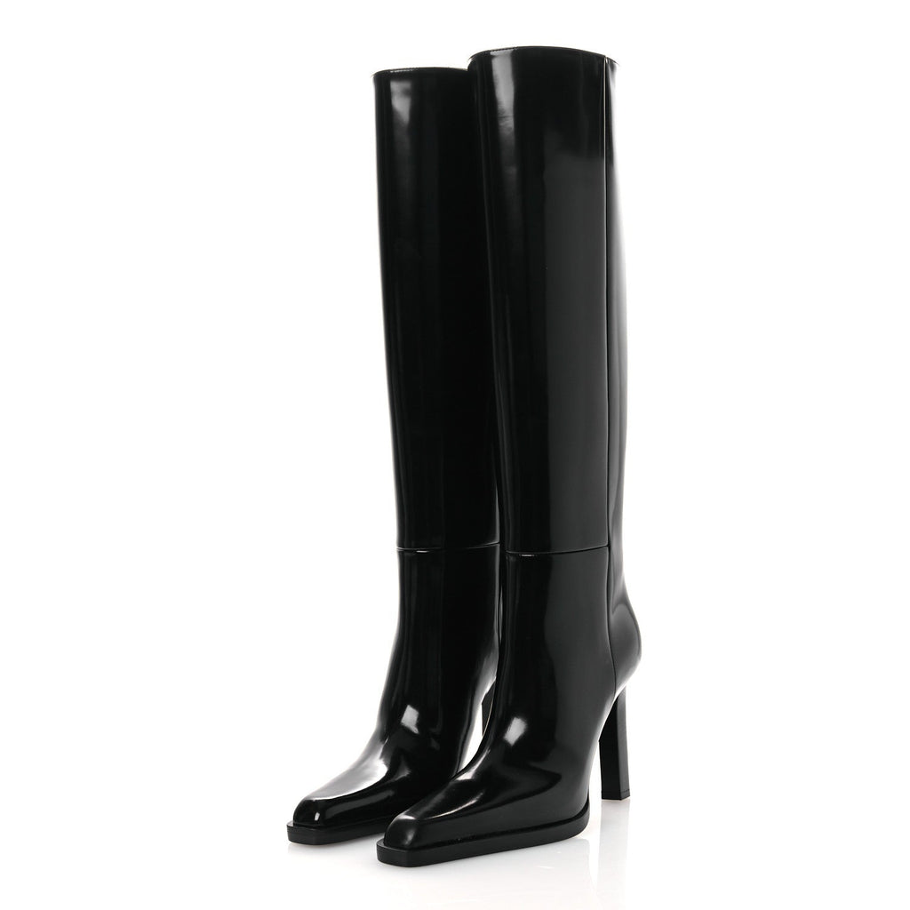 Saint Laurent Vitello Marilyn Nina 95 Knee High Boots 38 Black