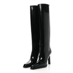 Saint Laurent Vitello Marilyn Nina 95 Knee High Boots 38 Black